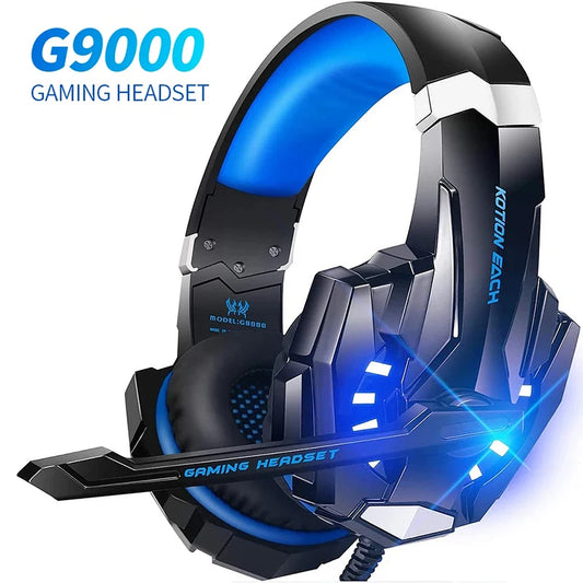 G9000 Wired Gaming Headset | Over-Ear Headphones with Deep Bass, LED Lights & Built-in Mic | Compatible with PS4, PS5, Xbox, Switch & PC